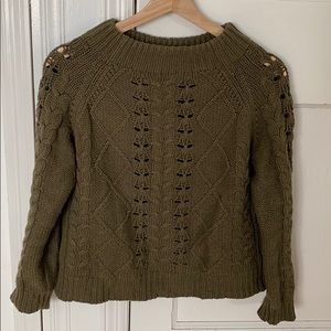 Green Jcrew knit cropped sweater